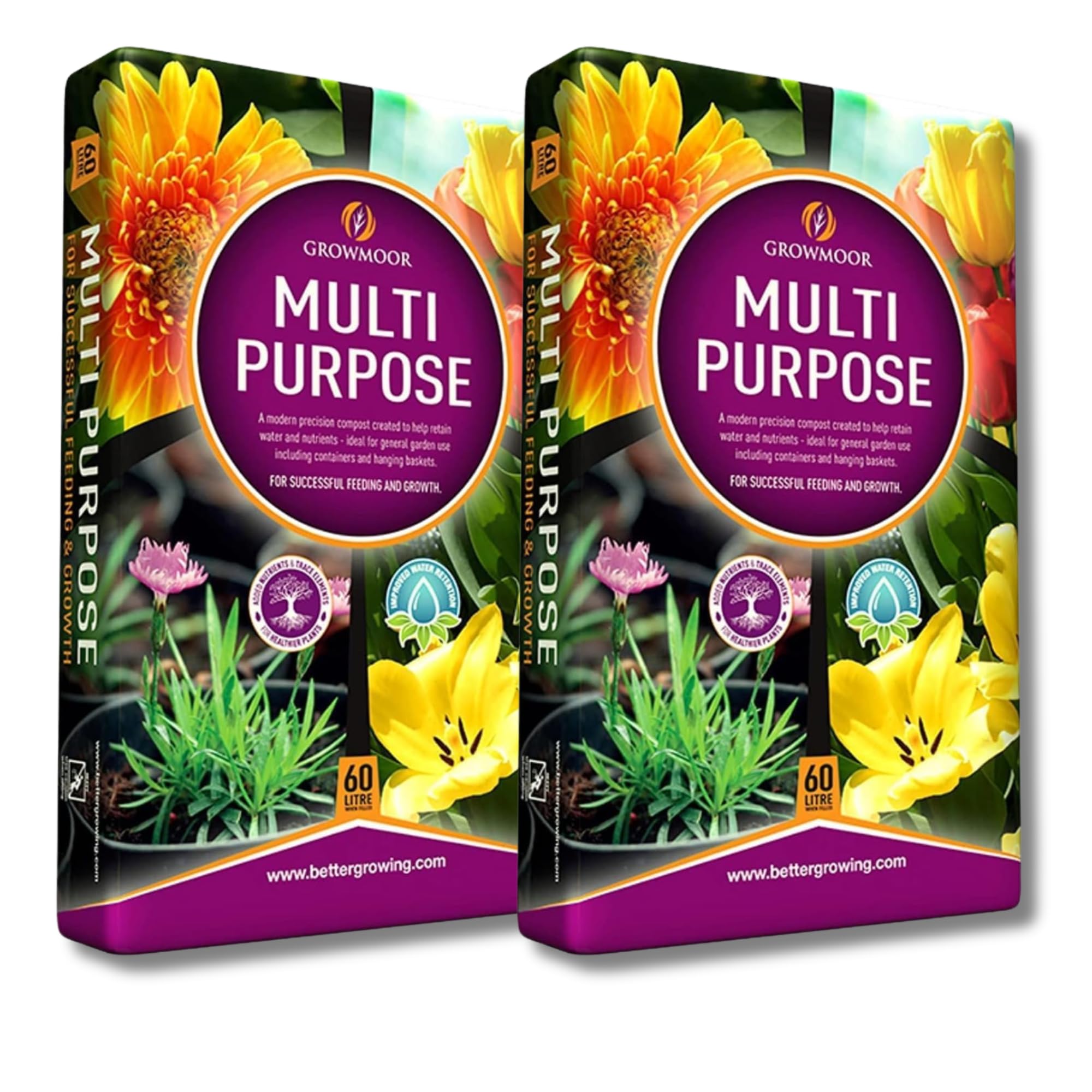 2 x 60 Litre Multipurpose Compost โ Premium All-Purpose Potting Soil for Indoor & Outdoor Plants, Flowers, Vegetables & Seedlings (Pack of 2)