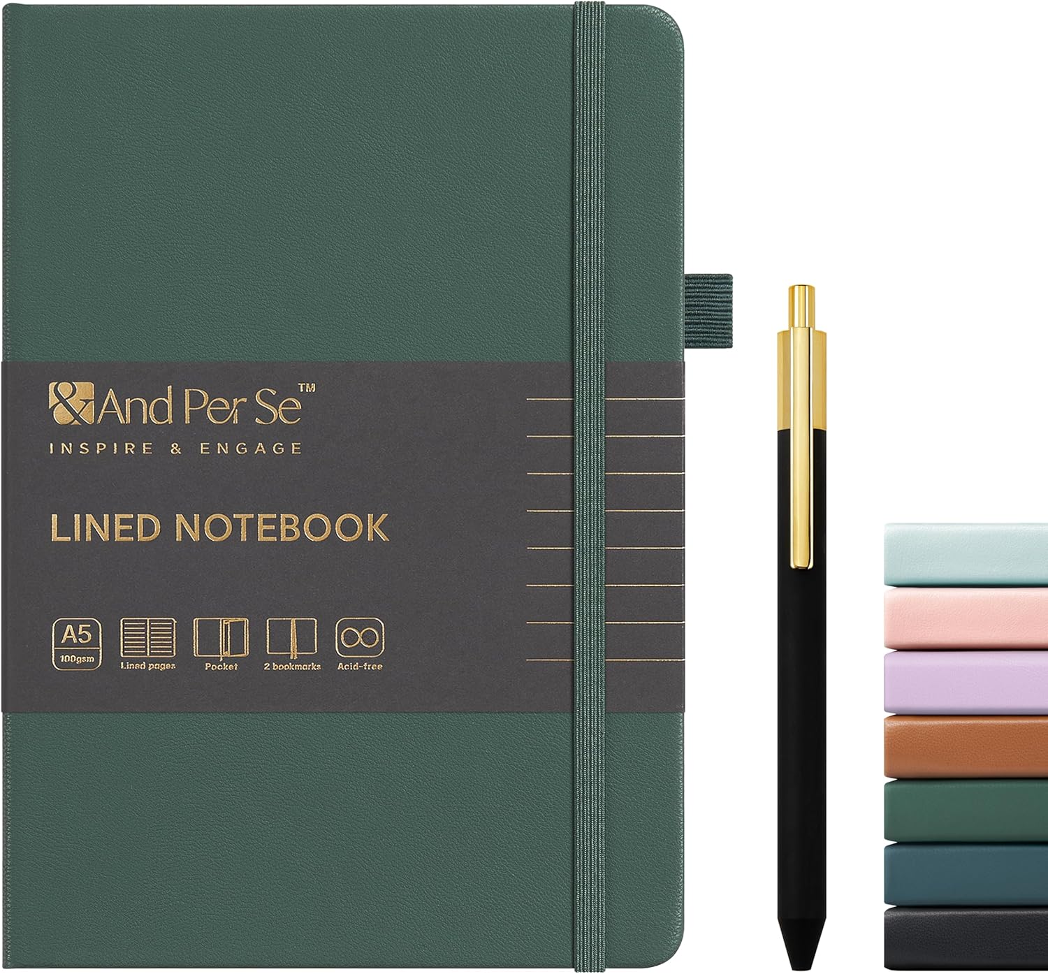 A high-quality, refillable leather journal and a matching metal pen.
