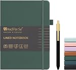 A5 Lined Journal and Pen Set, Hardcover Notebook with Pen, 160 Pages 100gsm Thick Ruled Paper for Women Men Work Business School or Home Writing, 5.7'' x 8'' (Black)