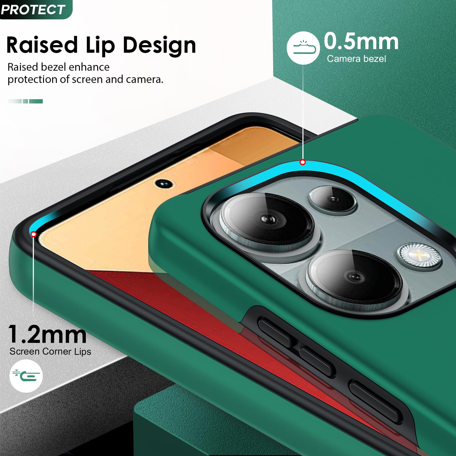 Coque Antichoc Odeydo Verte Pour Xiaomi Redmi Note 13 Pro 4G - Protection Lentille, Installation Facile, Design Premium