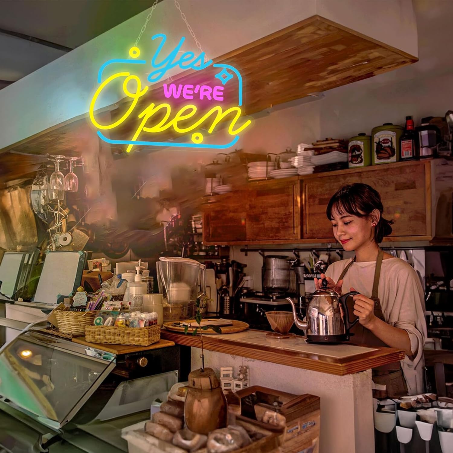 Open Signs for Business,Bright Display Size16" x 12" Open Neon Sign,USB Powered with On/Off Switch for Wall Decoration Neon Light,Perfect for Shop Window Glass Door Shop Florist Salon Cafe Bar - Image 5