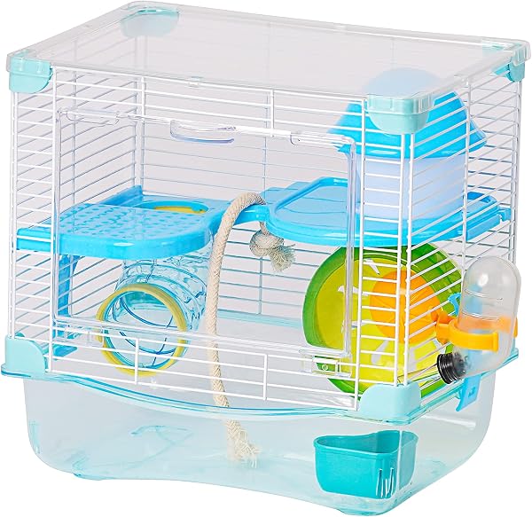 Smell & Smile Cage pour hamster avec abreuvoir et mangeoire Bleu 27 x 21 x 27 cm - 1
