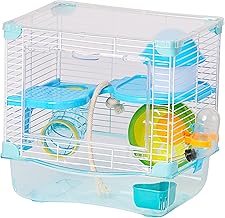 Roborowski Hamster Cage for Hamster 27 x 21 x 27 cm Cages Hamsters Small Drinker Feeder (Blue)