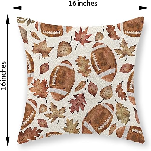 Miniatura 168 de Juego de 2 fundas de almohada de otoño de 18 x 18 pulgadas, hojas de arce de calabaza y búfalo a cuadros, decoración de otoño, de lino, Acción