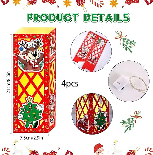 Miniatura 2 de Holkcog Decoraciones de Navidad, cajas de luz LED, regalos de fiesta de Navidad para niños, centros de mesa de Navidad, linternas de papel rojo y