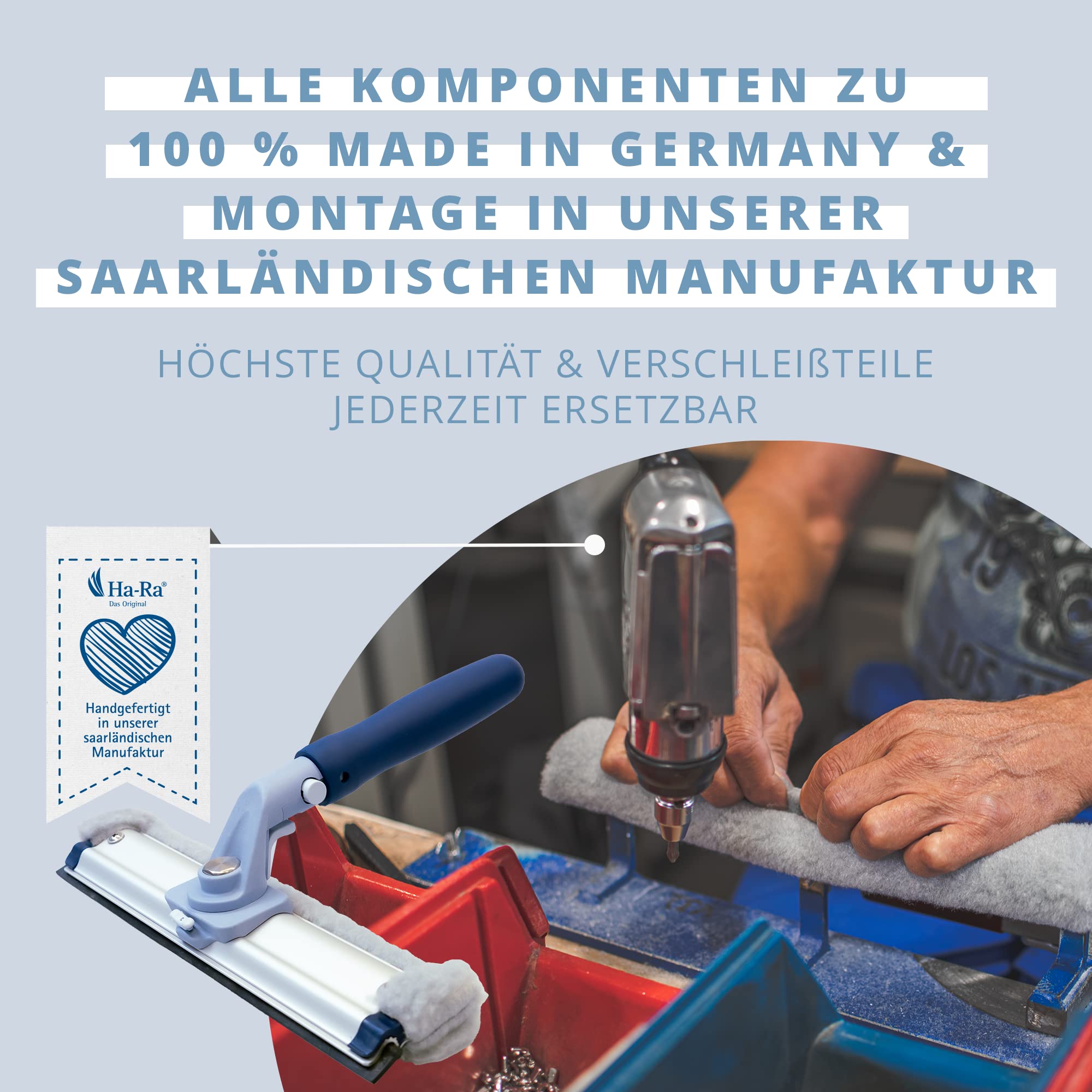 Ha-Ra Fensterwischer ERA 32 cm I All-In-One Abzieher & Einschäumer I Aluminium-Schiene I 30 m² Fensterfläche am Stück reinigen mit der Viva-Faser I hochwertiger Fensterreiniger