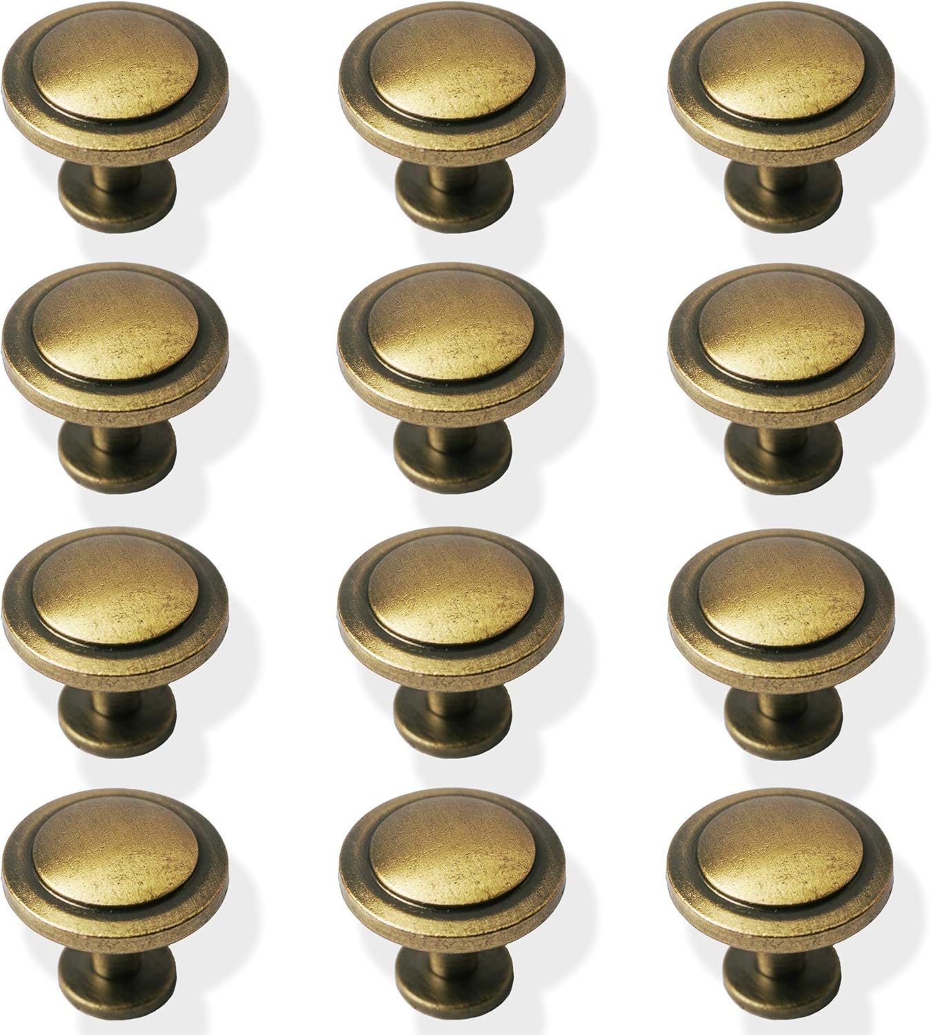 Bronze Vintage Dresser Knobs 12 Pack Antique Round Cabinet Knobs Pulls for Kitchen Metal Round Drawer Knobs Cupboard Closet Wardrobe Zinc Alloy Door Knobs with 3 Sized Screws for Furniture