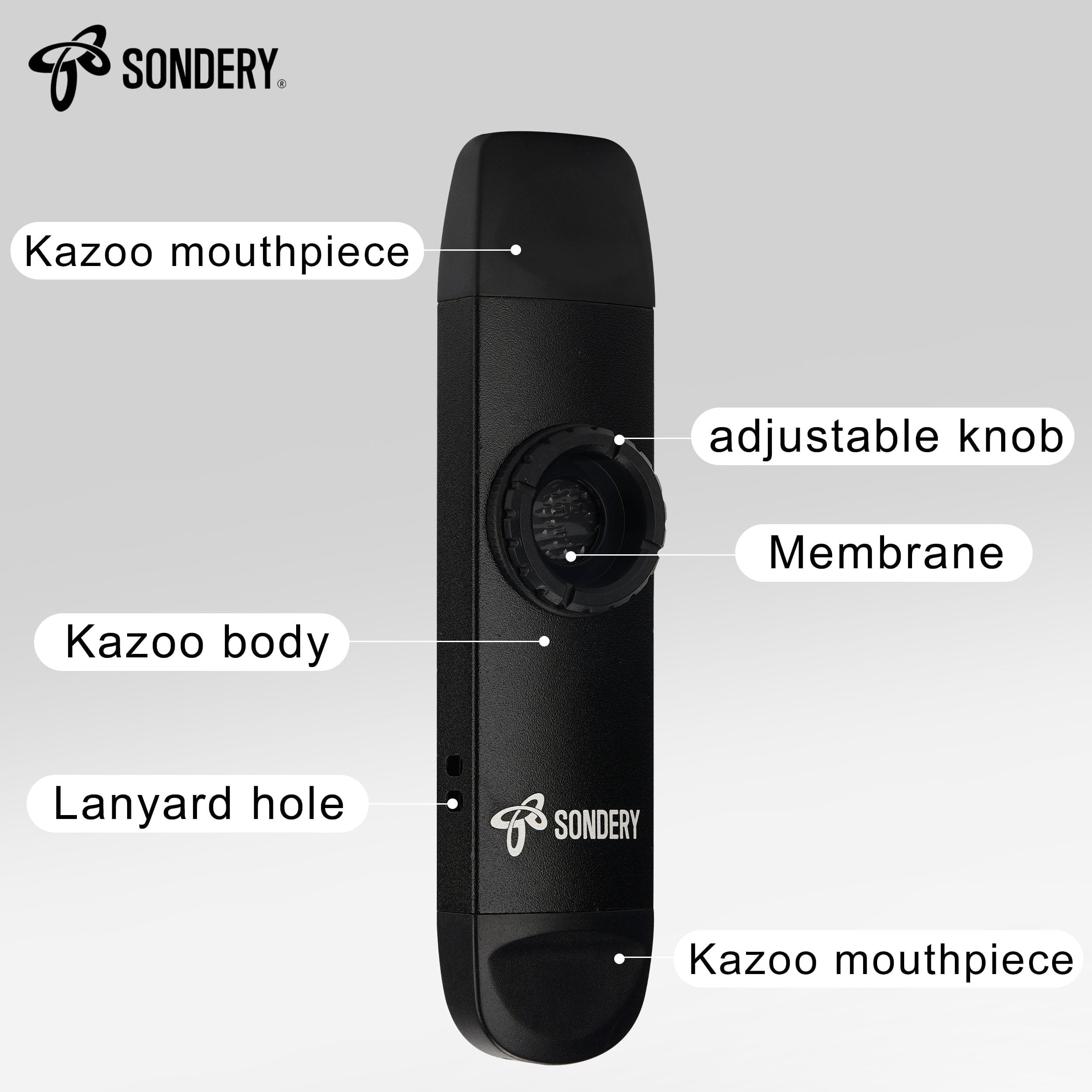 Sondery Kazoo professionale a doppia testa in metallo con passo alto e basso e 5 membrane, jam insieme a chitarra, ukulele, violino e altro
