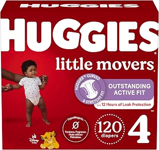 Huggies Little Movers Size 4 Diapers 120 Count (22-37 lbs) - Leak-Proof Active Protection for Busy Babies
