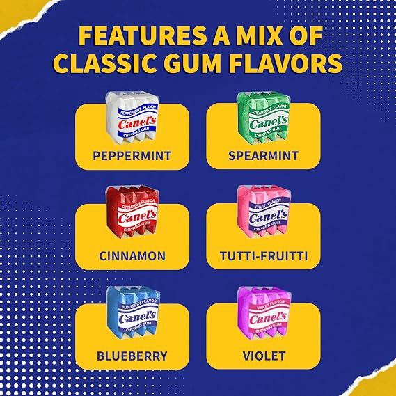 Canels Assorted Chewing Gum, 4 Piece Packs in Original Flavors, for Parties and Sharing, 300 Count Jar (Pack of 1)