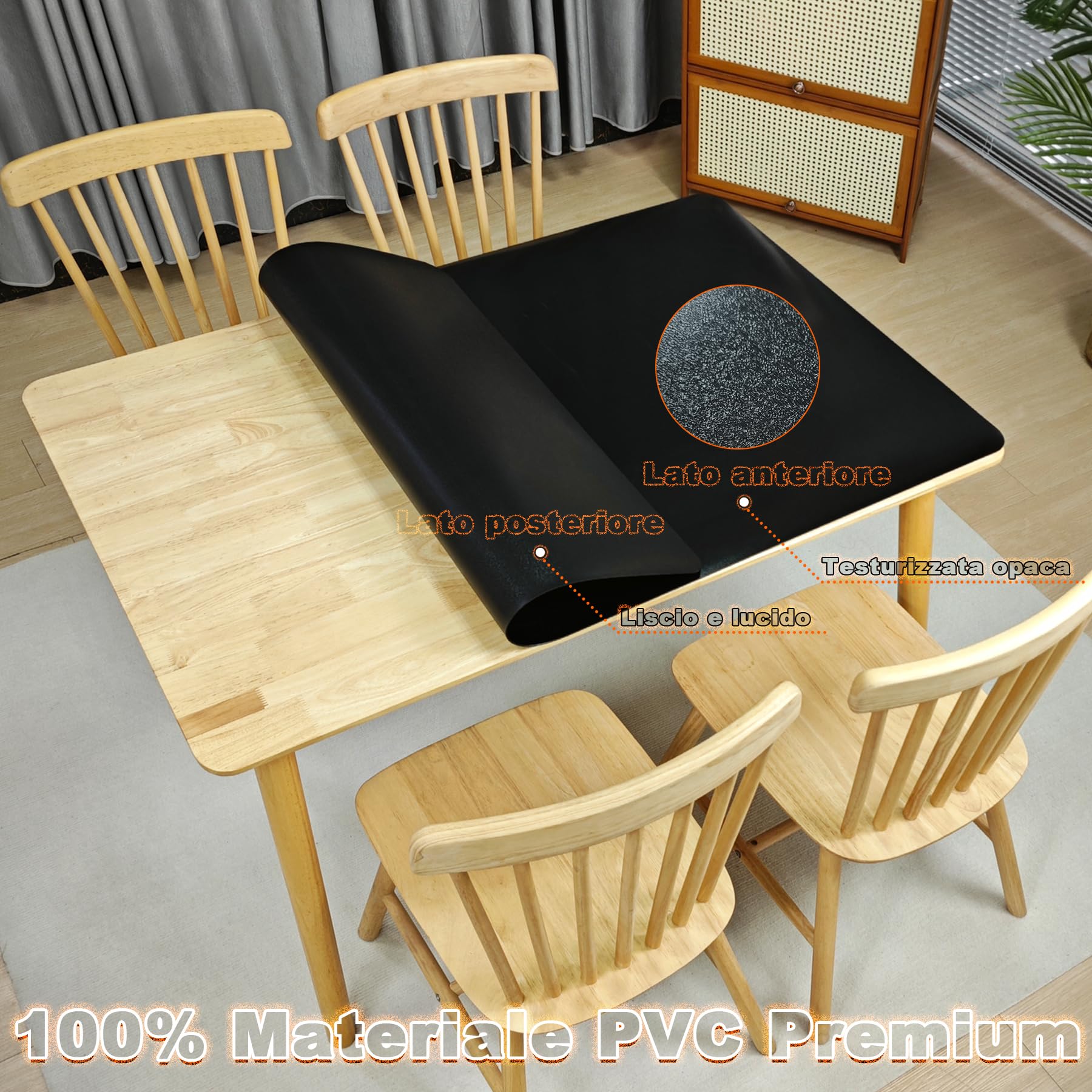 Hule Negro 140x350cm, Resistente a Rayones, 100% Negro Manteles Disponible en Ancho y Largo PVC Mantel para Barra de Bar/Mesa de Cerveza