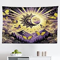 Vista 51 de Ambesonne Tapiz de palmera, impresión de imagen de atardecer tropical, estilo vintage, playa de verano, para colgar en la pared para dormitorio