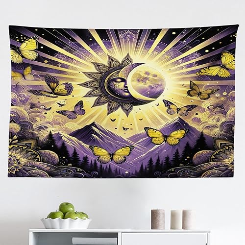 Miniatura 58 de Ambesonne Tapiz de la Torre Eiffel, tamaño Queen, imagen de la Torre Eiffel, París, Francia, coche vintage, calle, nubes oscuras, colcha colgante