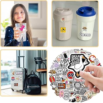 130 Pcs Funny Stickers Set, Anime Stickers Cool Sticker Decorationr Laptop Aesthetic Variety for Computer Skateboard Luggage Car Motorcycle Bike Decal for Boys and Grils