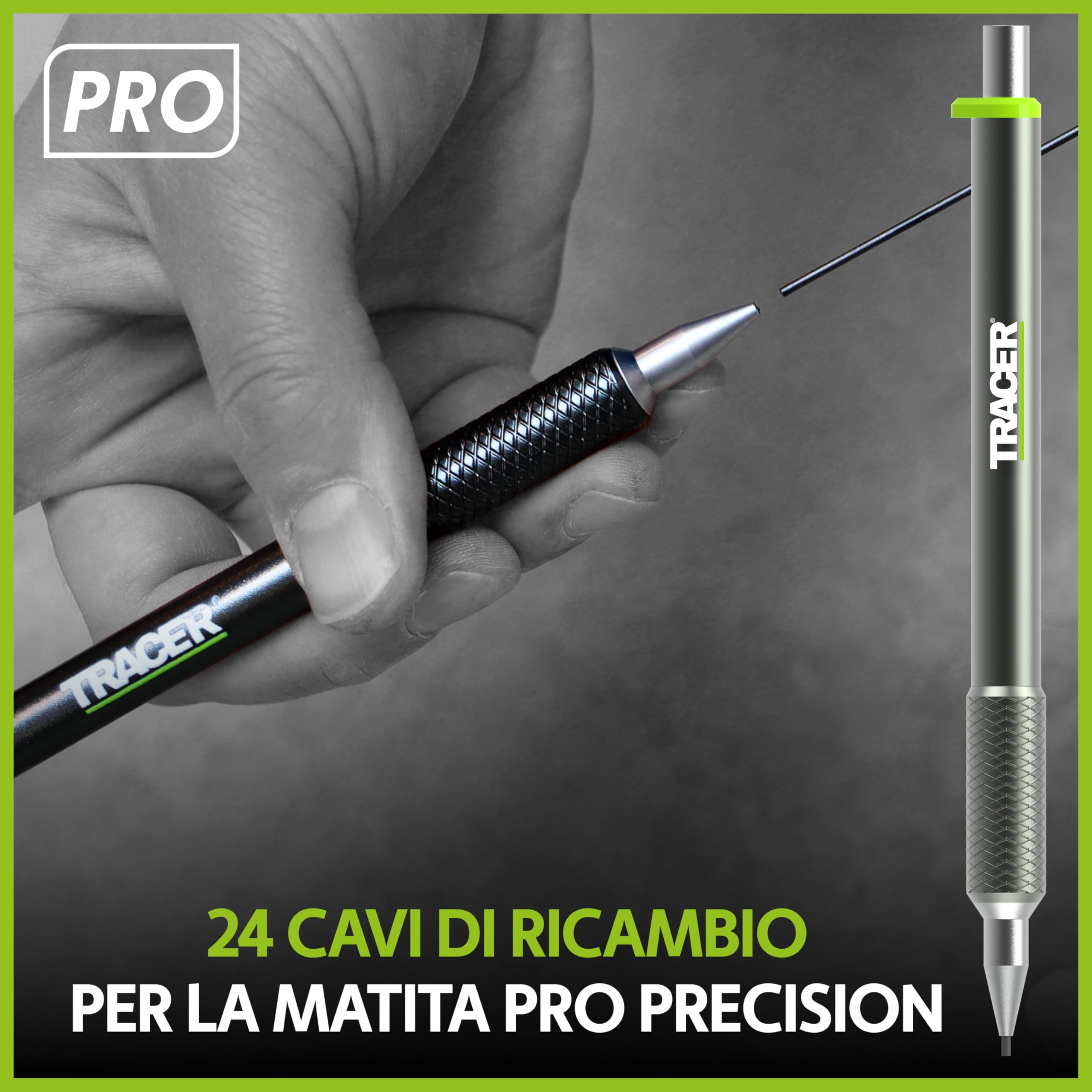 Tracer Pro Series Set di mine di ricambio per matita di precisione 24 x 1,3 mm grafite