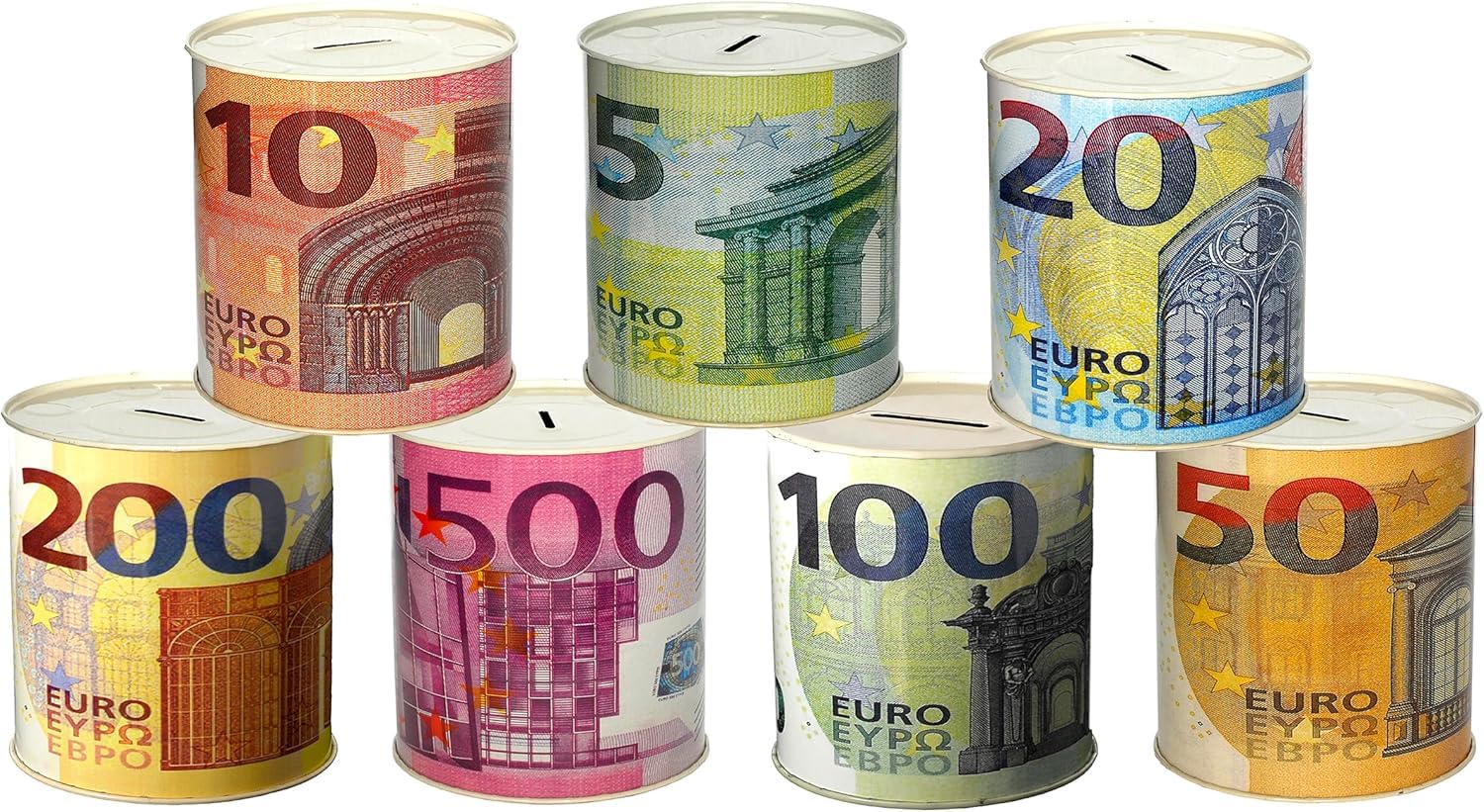 1 pojemnik na pieniądze Skarbonka na pieniądze Banknoty metalowe nieotwieralne (losowy banknot euro) 19 x 15 cm, model XXL, bardzo duży