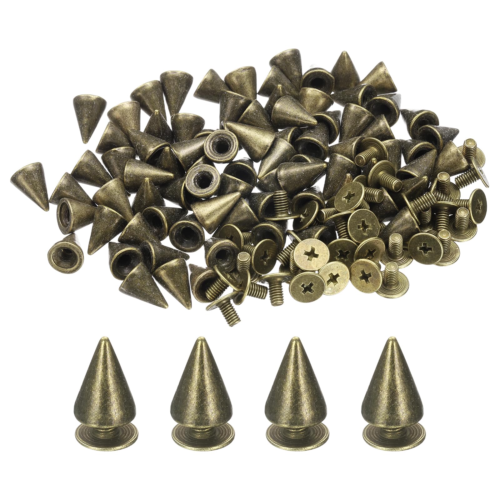 Rivets punk pour vêtements loisirs créatifs sacs et ceintures, clous dorés 7x13 mm 50pcs