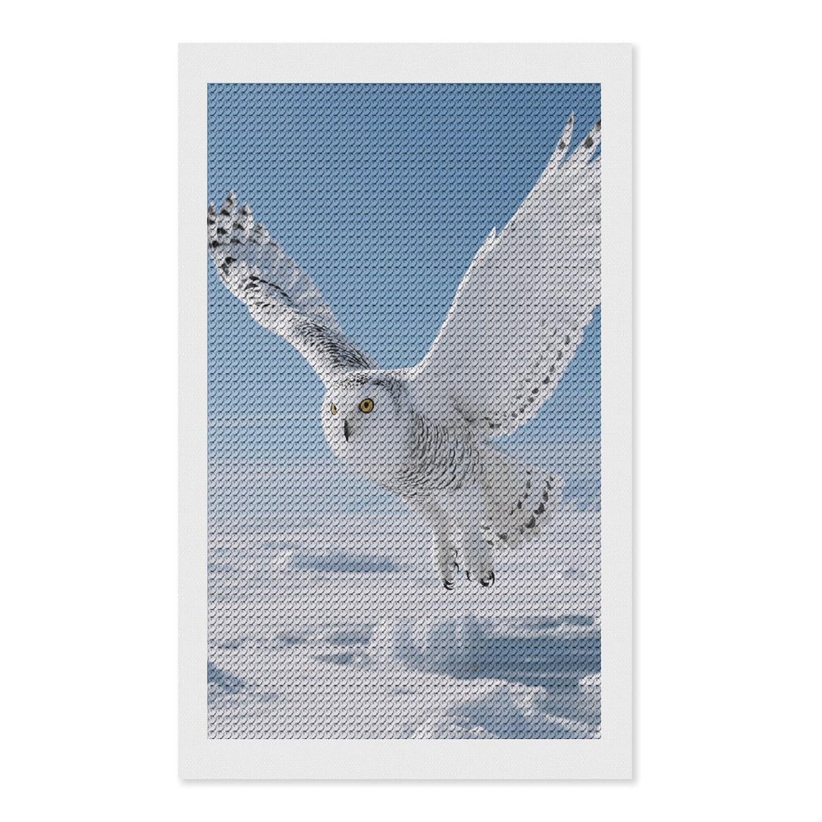 FodPand White Snowy Owl 5D Diamond Painting Kits for Adults Beginners Full Drill Round Diamond Dots Pictures Gem Art Supplies for Home Wall Room Decoration DIY Craft Set Gift 12x20