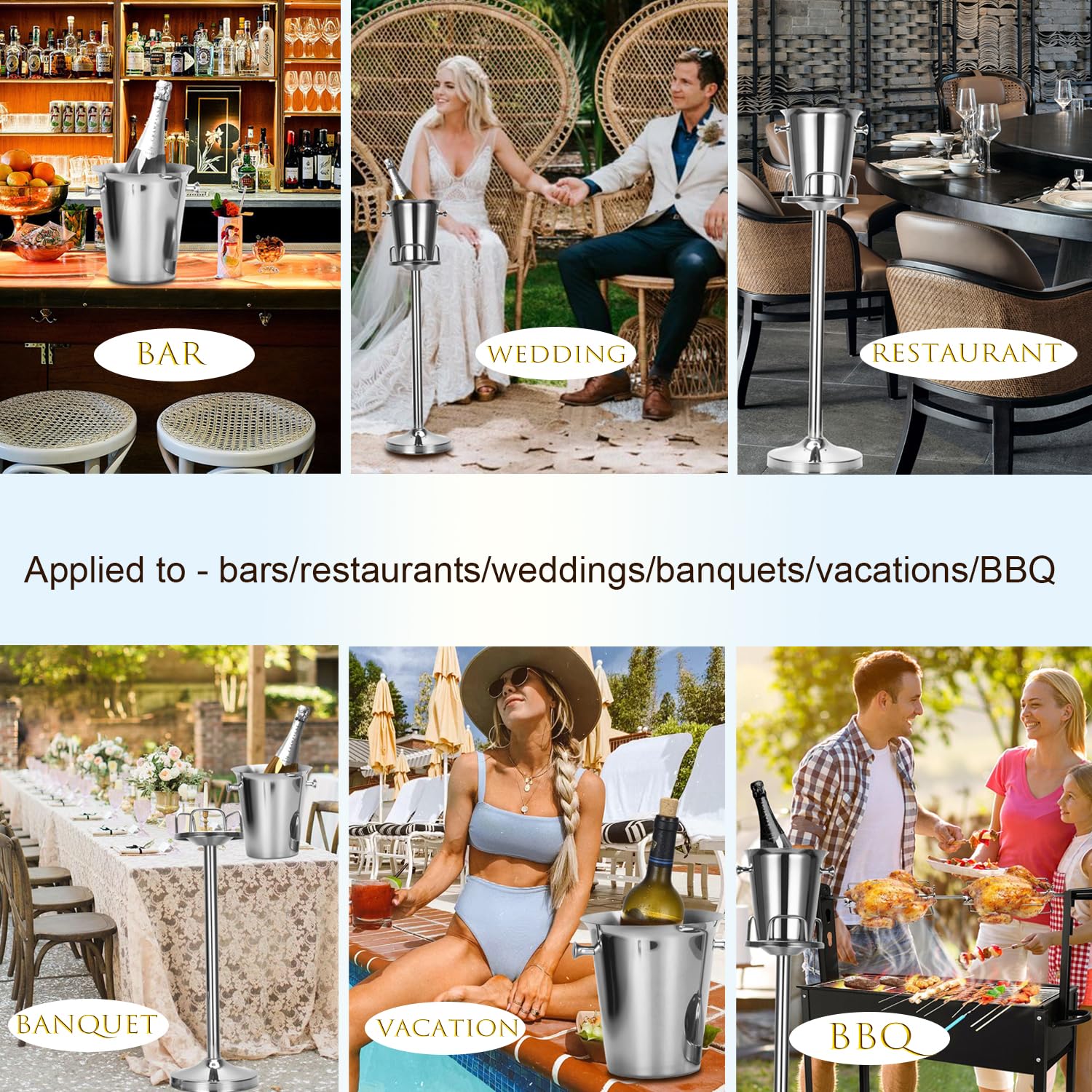 Ice Bucket With Stand 201 Stainless Steel Standing Ice Bucket Ice Cube