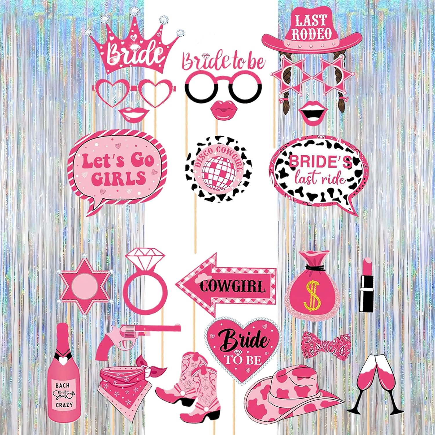 Amazon.com: Bachelorette Party Photo Booth Props with Stick 24 Pieces
