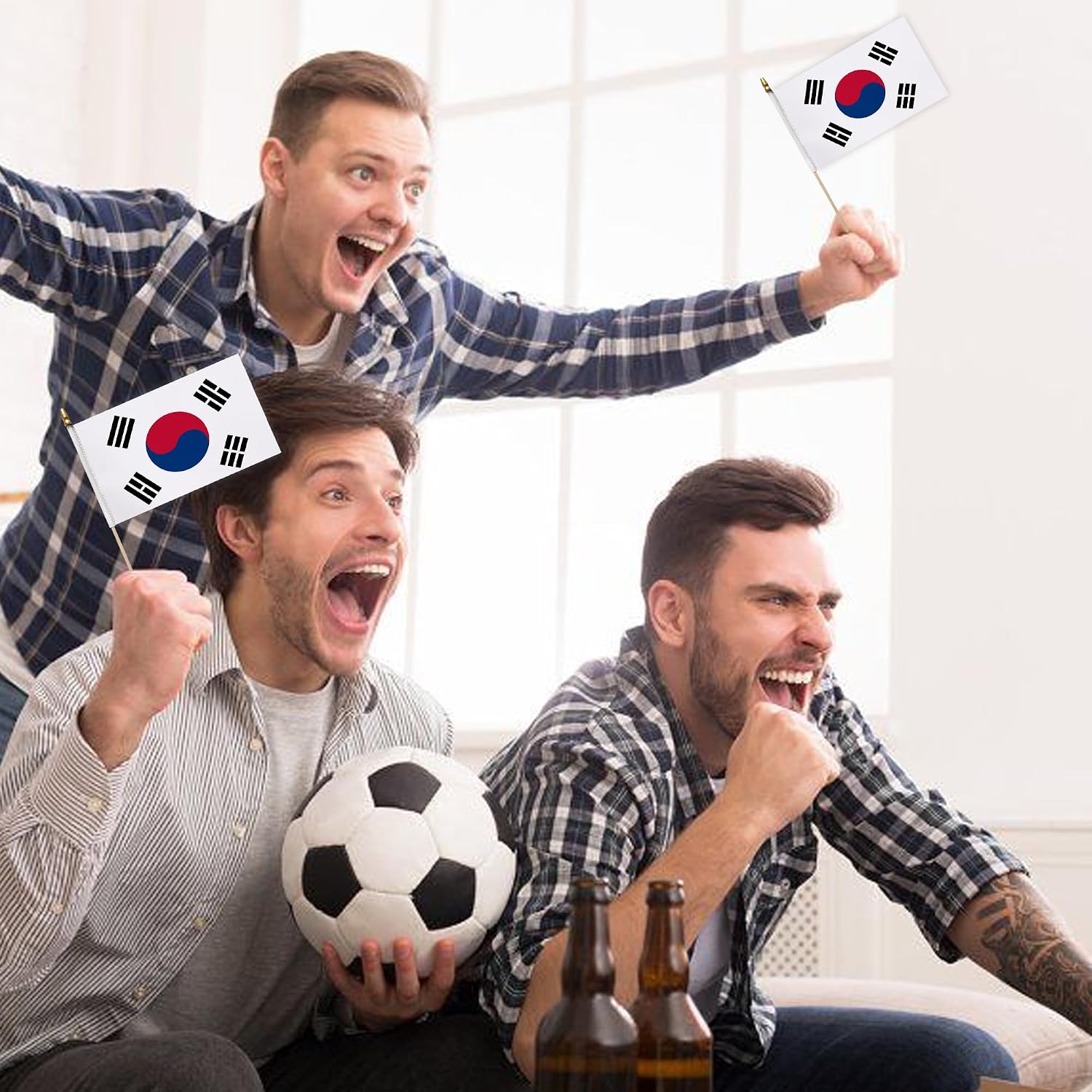 12 Pack South Korea ColombiaFlags Small Mini Hand Flags, Miniature National Country Flags,Party Decorations Supplies for Parades,International Festival 5.5 × 8.2 Inch，South Korea image 5