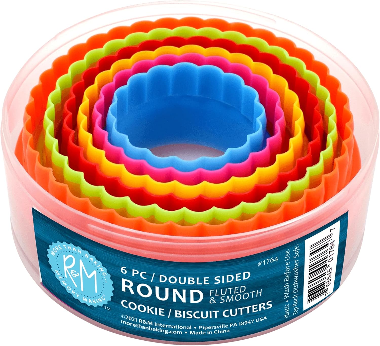 R&M International Round, Set of 6 Cookie & Biscuit Cutter Set, Sizes, Colors may vary