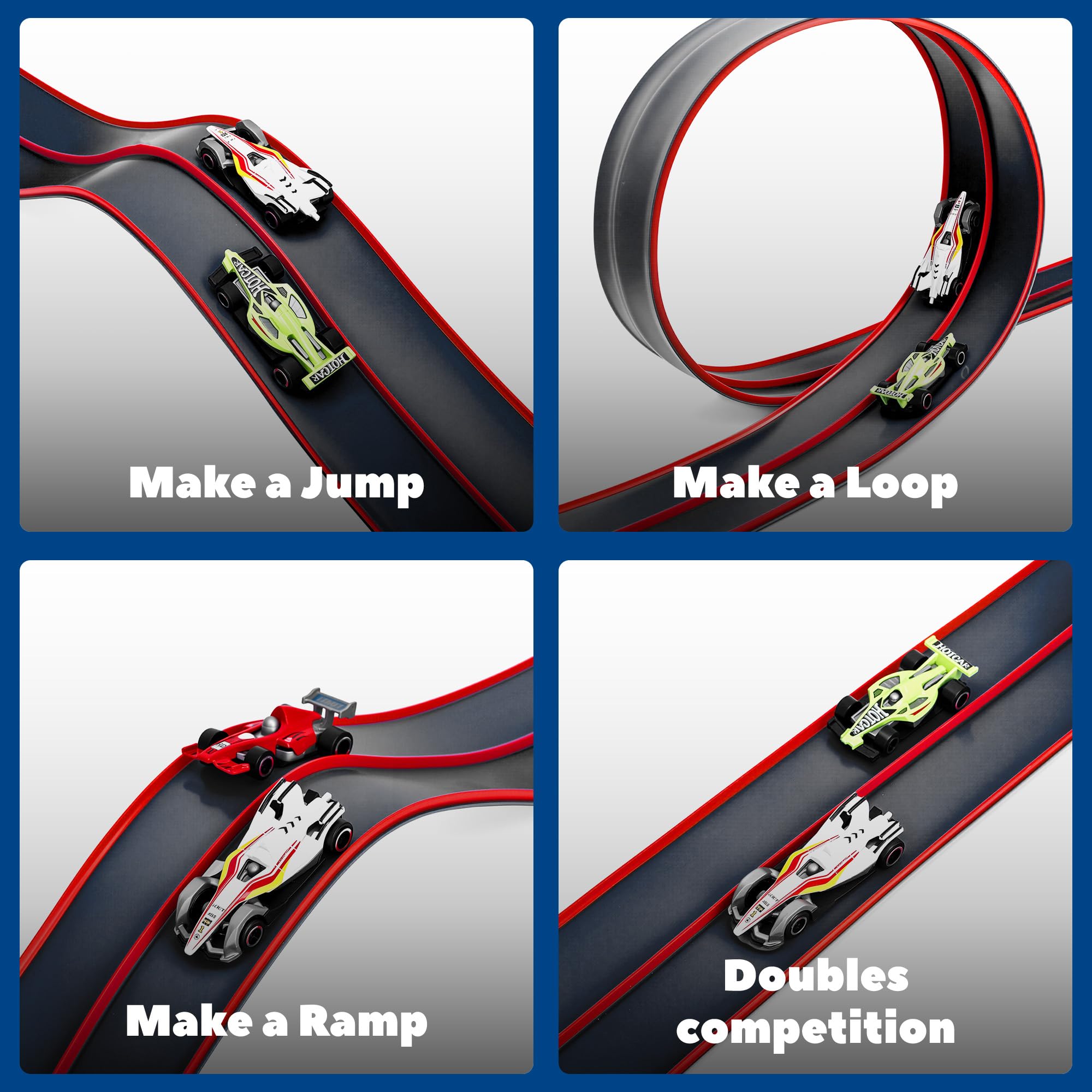 4.5m Flexible Race Car Track for Kids Double-Sided Racetrack and Dual Racetrack,Compatible with 1:64 Diecast Cars - Image 3