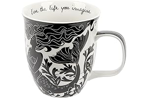 Mermaid Accented Black and White Boho Mug