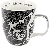 Vista 1 de Karma Gifts - Taza bohemia de 16 onzas, color blanco y negro, diseño de sirena, bonita taza de café y té, tazas de café de cerámica para mujeres