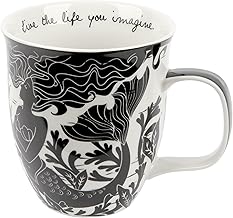 Karma Gifts 16 oz Black and White Boho Mug Mermaid - Cute Coffee and Tea Mug - Ceramic Coffee Mugs for Women and Men