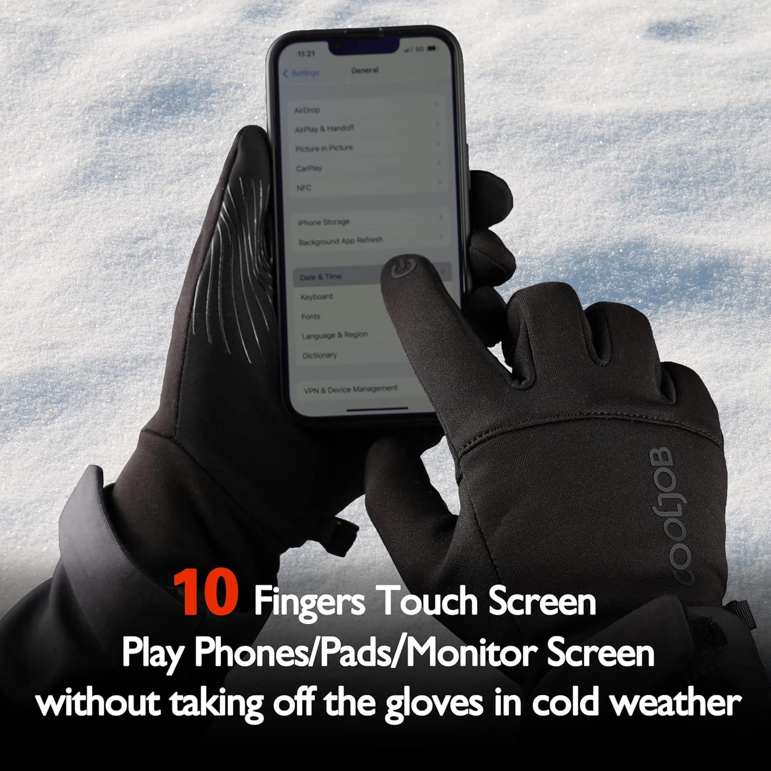 COOLJOB Thermal Touchscreen Winter Gloves for Men, Cold Weather Warm Fleece Gloves for Dog Walking, Driving, Typing, Texting