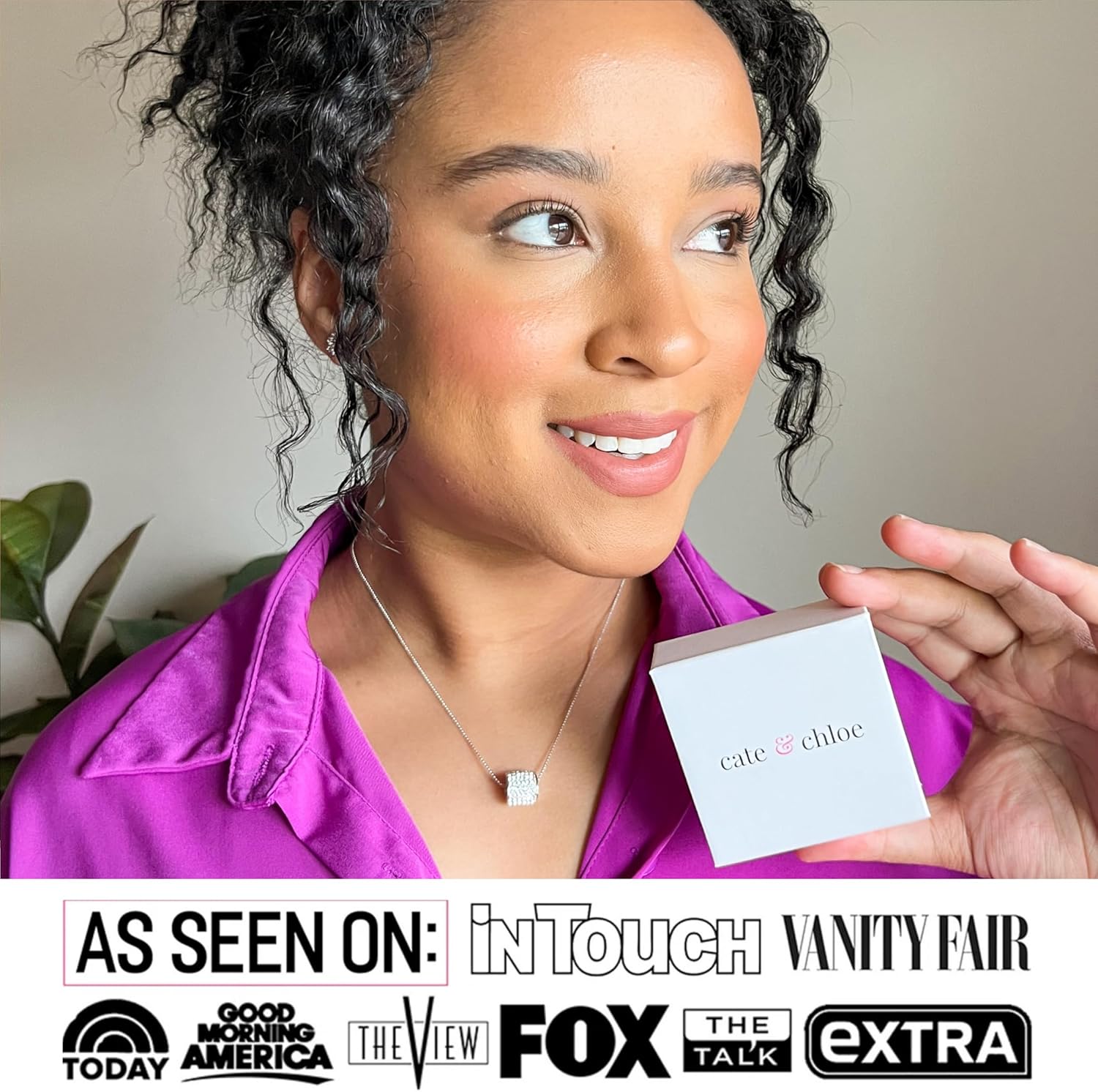 Cate & Chloe Anabelle 18k White Gold Pendant Necklace with Simulated Diamond Crystals, Hypoallergenic Jewelry for Women, Gift for Her - Image 3