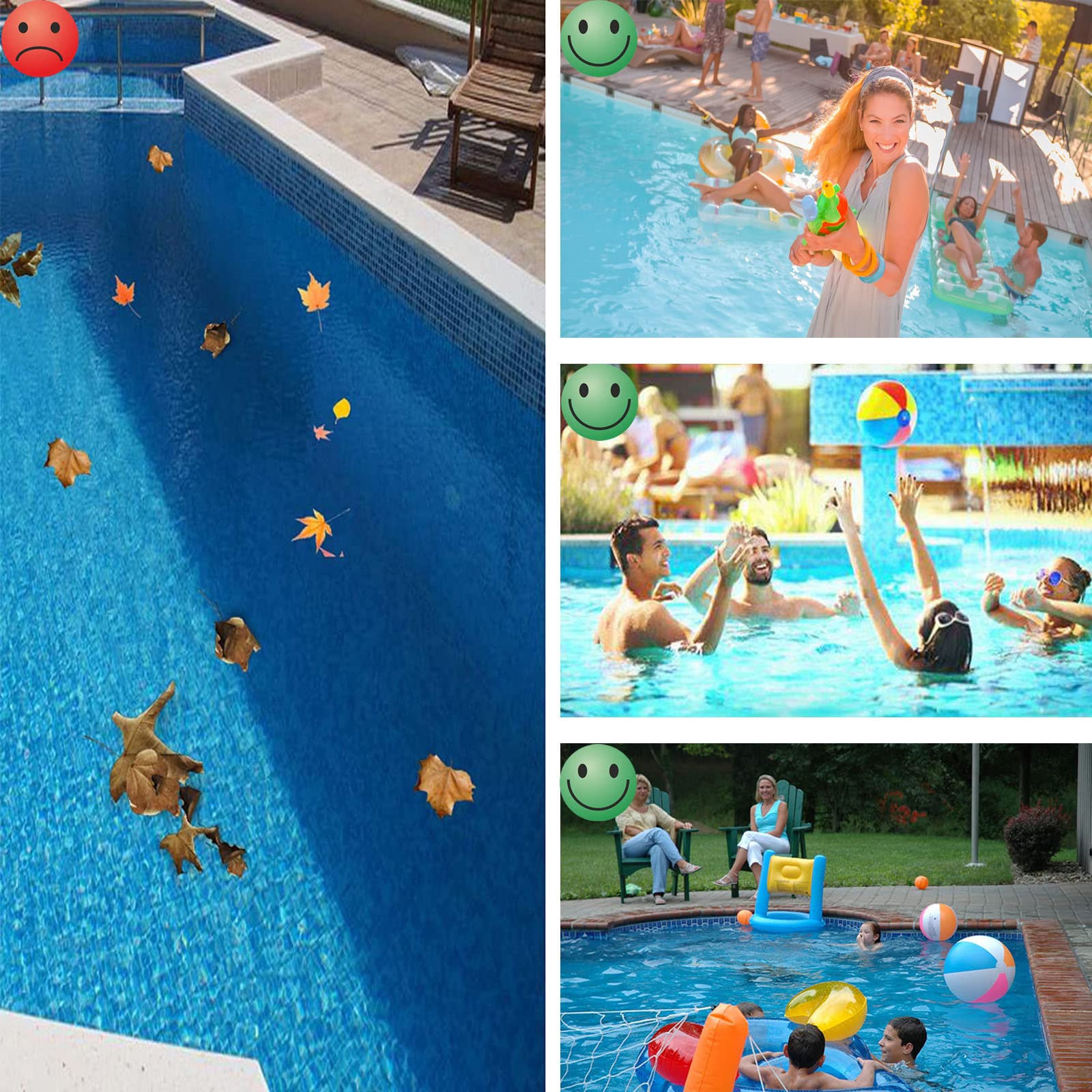 Esta Red recogedora de Hojas para Piscinas, rastrillo Profesional para Limpieza de Hojas, Red recogedora de Hojas para Piscinas, Red de rastrillo Profundo con Marco Reforzado para Limpiar ho
