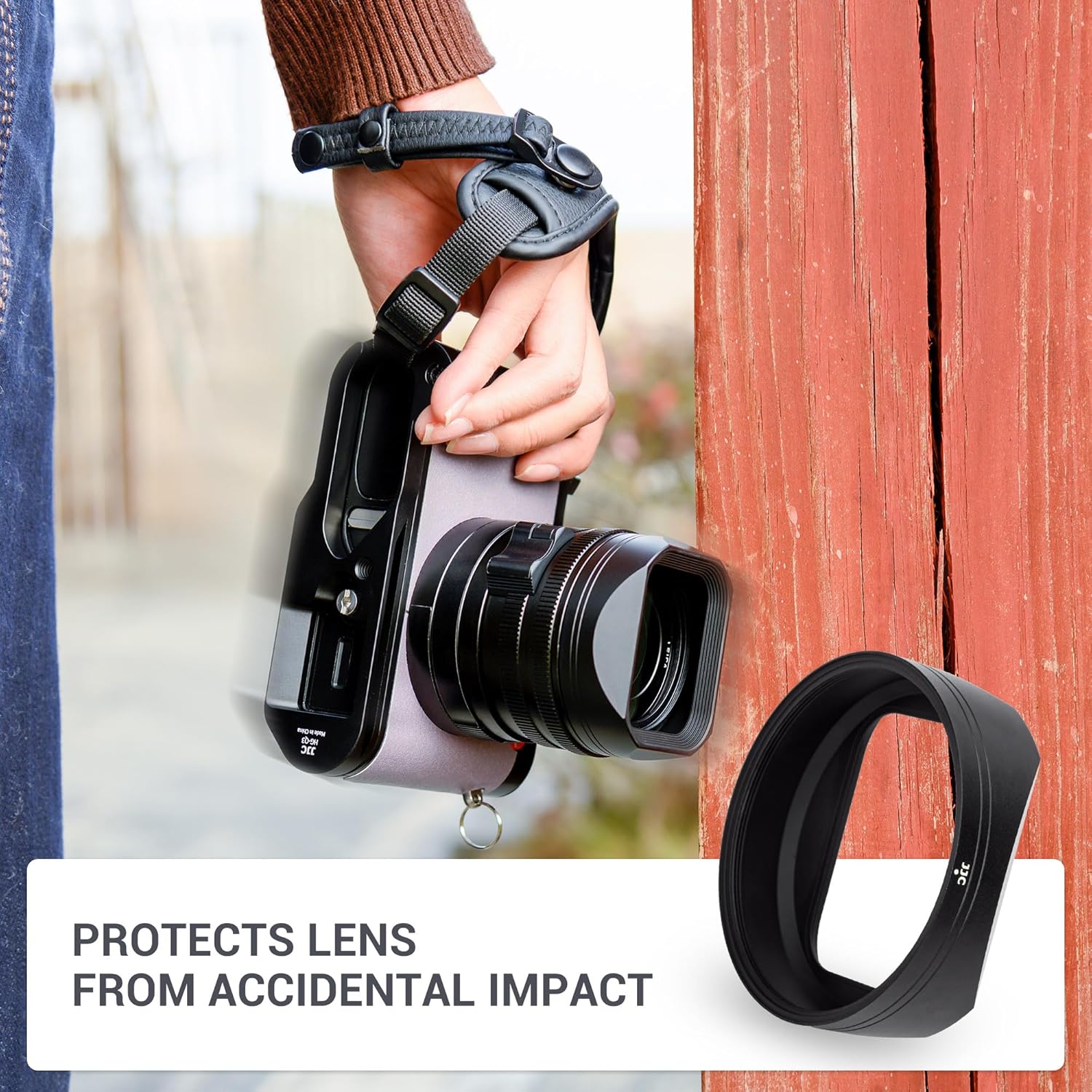 Hot Shoe Cover + Lens Hood: Upgraded Q3 43 Q2 Metal Hot Shoe Cover Protector Cap with Full-Coverage Design with Metal Square Lens Hood for Leica Q3 43 Q2 Digital Camera