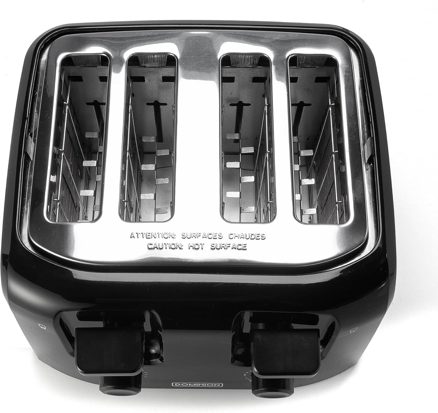 Dominion 4-Slice Toaster with Shade Control, Slide-Out Crumb Tray, Auto-Shutoff Cord Storage & Cool Wall, Toast Lift, Black
