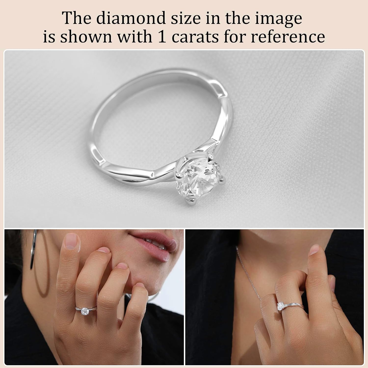 Round Moissanite or Lab Grown 1.50 Carat White Diamond Solitaire Intertwined Strands Engagement Ring for Women in 925 Sterling Silver
