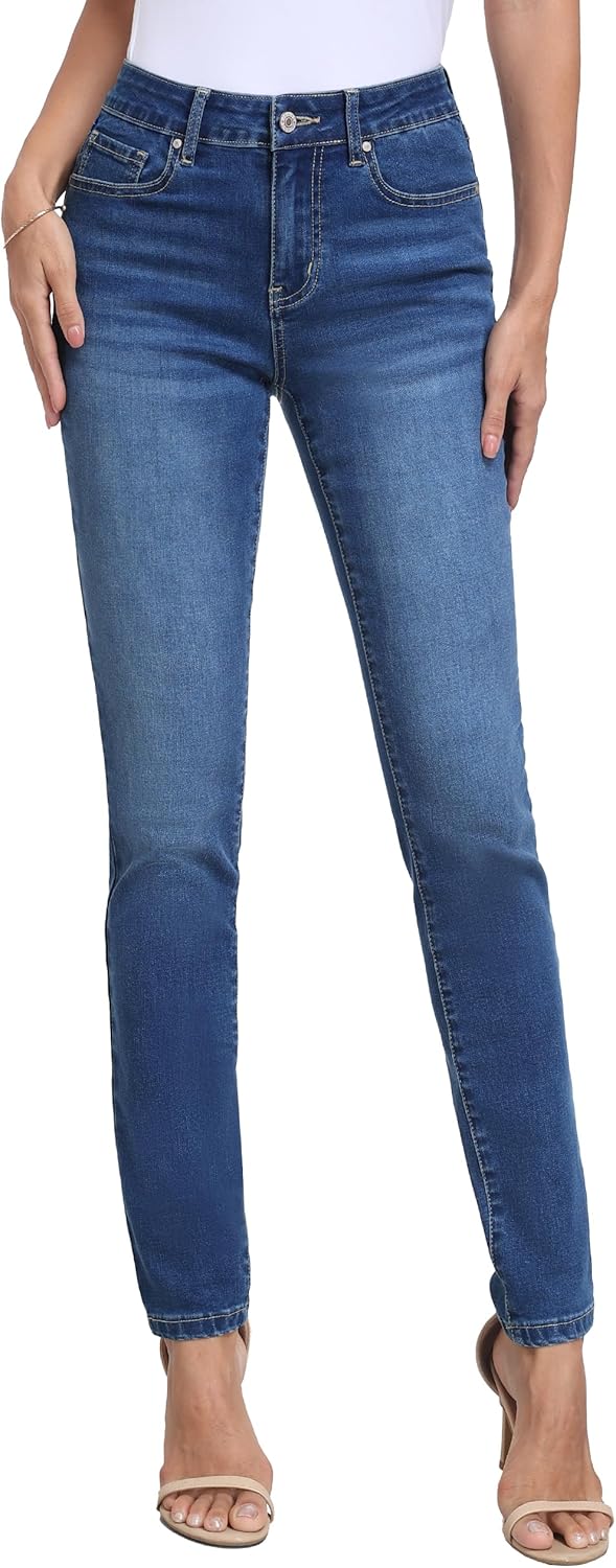 SEVEGO Tall Women's 32"/34"/36" Inseam Skinny Jeans Mid-Rise Stretchy Slim Fit Denim Pants Classic Long Trousers