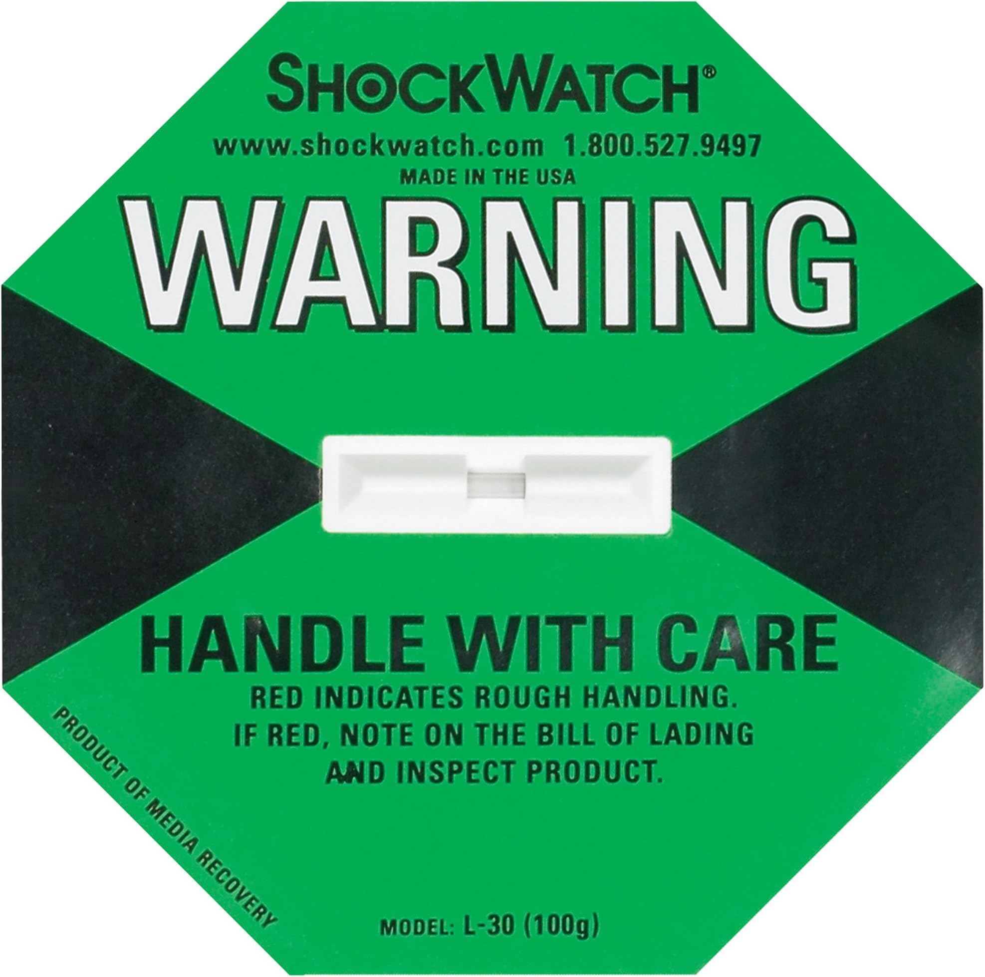 Top Pack Supply ShockWatch Indicators, 100G, Green (Pack of 50)