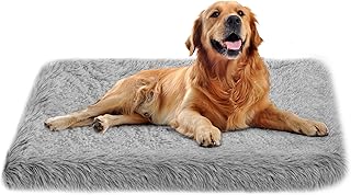 Orthopädisches Hundebett Medium waschbar, Memory Foam Hundebett und Matratzenmatte für Hundekiste, weiches mittleres Hundebett Hundekissen mit abnehmbaren Plüschbezügen, grau, 75x50x7cm