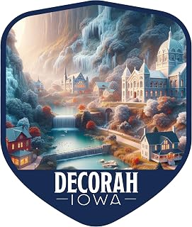 Decorah Iowa Vintage Shield Badge Souvenir - 6-Inch Vinyl Magnet