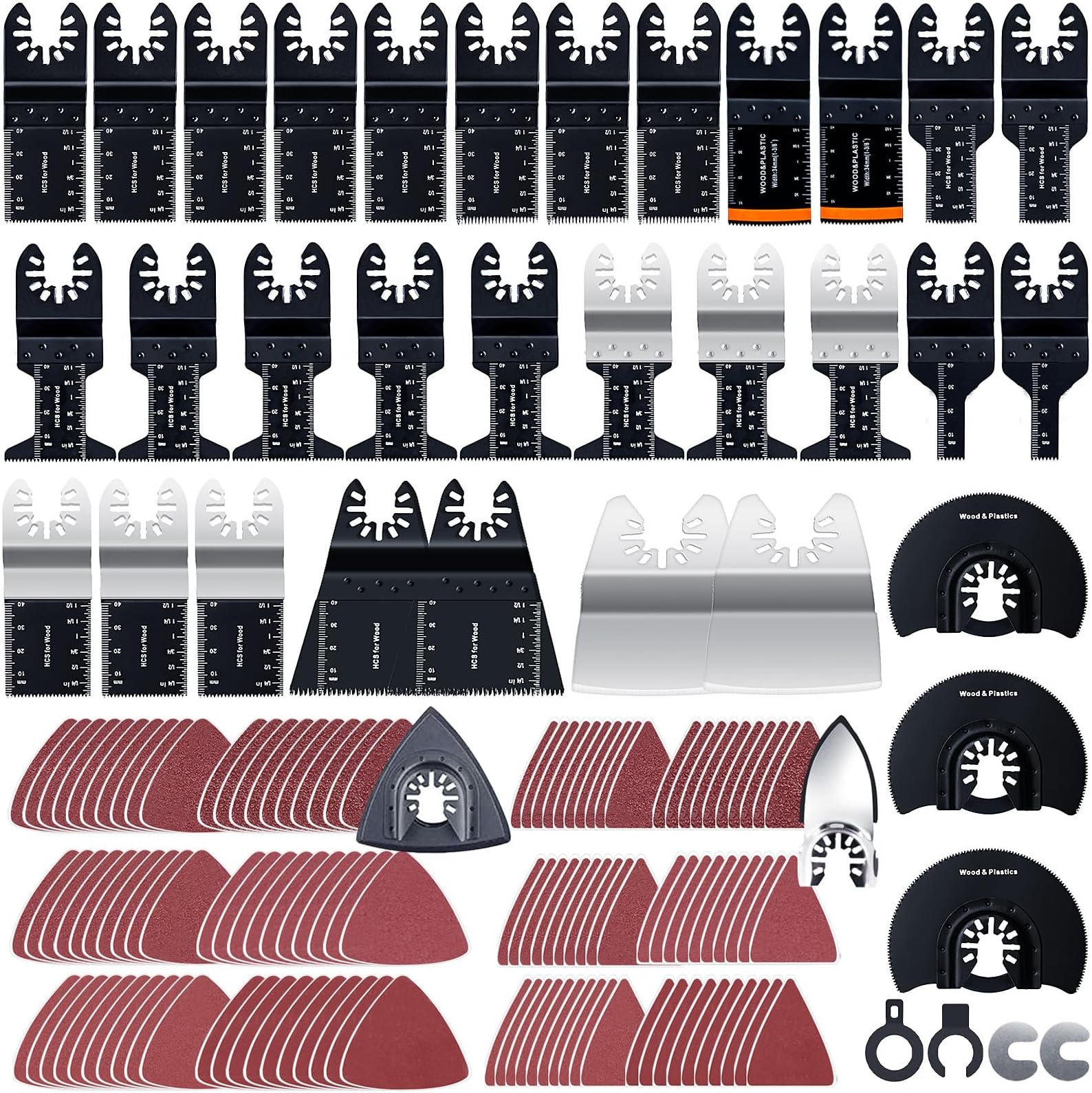 CONNOO 96 PCS Oscillating Multitool Kits Oscillating Tool Accessories Universal Wood Plastic Quick Release Fit Fein Multimaster, Milwaukee, Bosch, Dremel, Dewalt, Ryobi, Rockwell, Makita