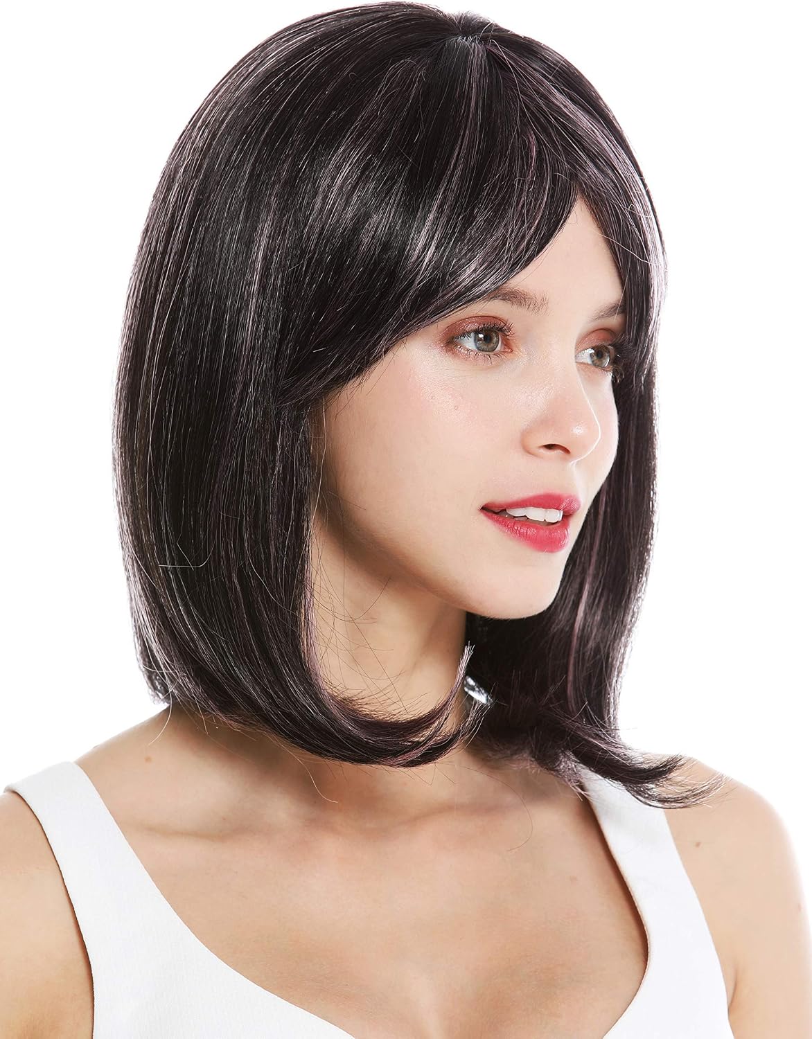 WIG ME UP - VK-3-2HT2311 quality women's wig short shoulder length long bob sleek Balayage black pink highlights highlighted - Image 3