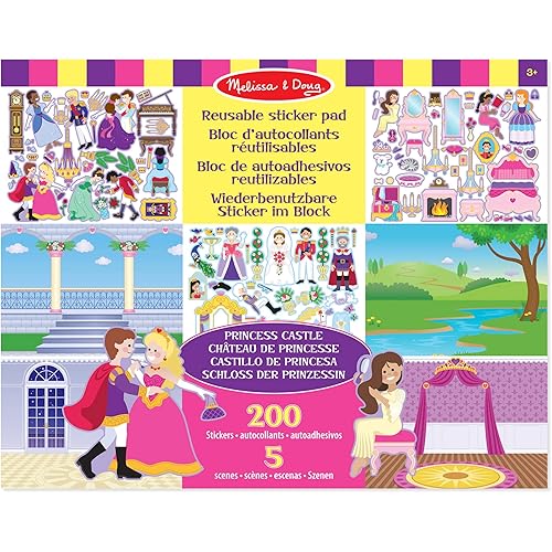 Melissa & Doug Reusable Sticker Pad: Princess Castle - 200+ Stickers and 5 Scenes