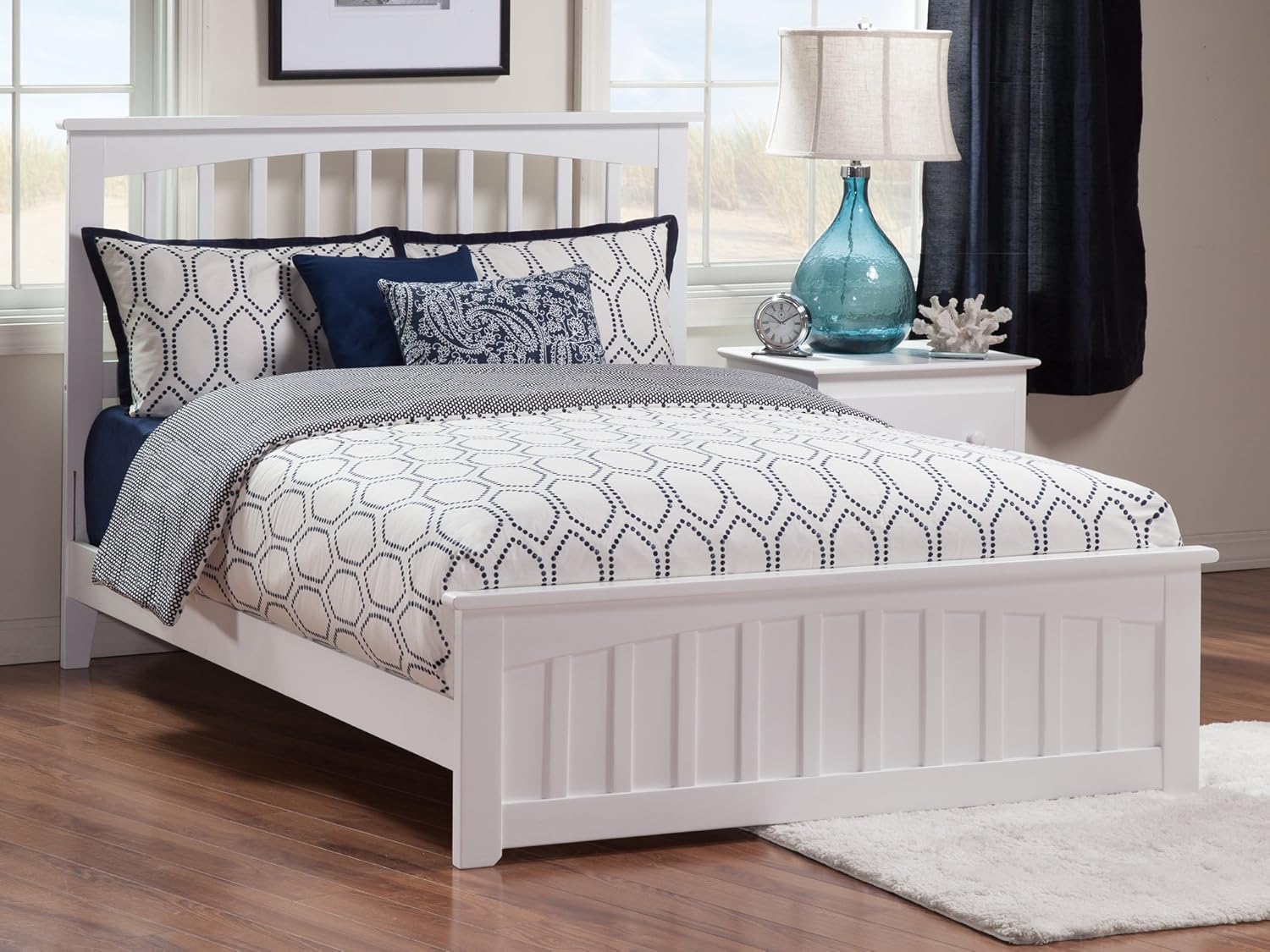 AFI, Mission Queen Low Profile Platform Bed with Matching Footboard, White
