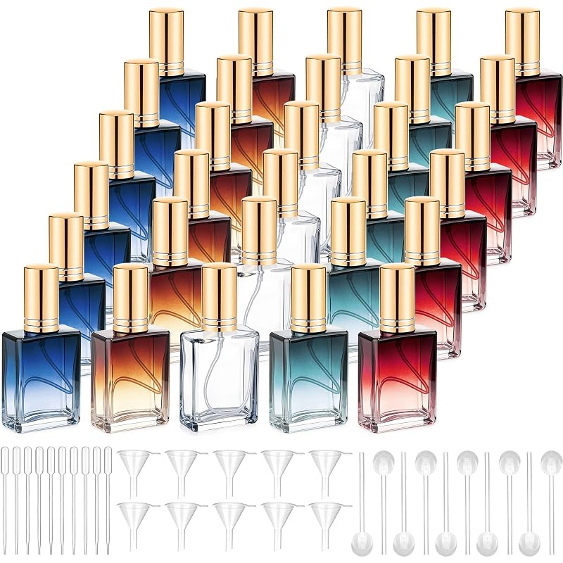 Domensi Frascos de Perfume de Vidro Quadrados, 15 mL, Cor Âmbar, Pacote com 30
