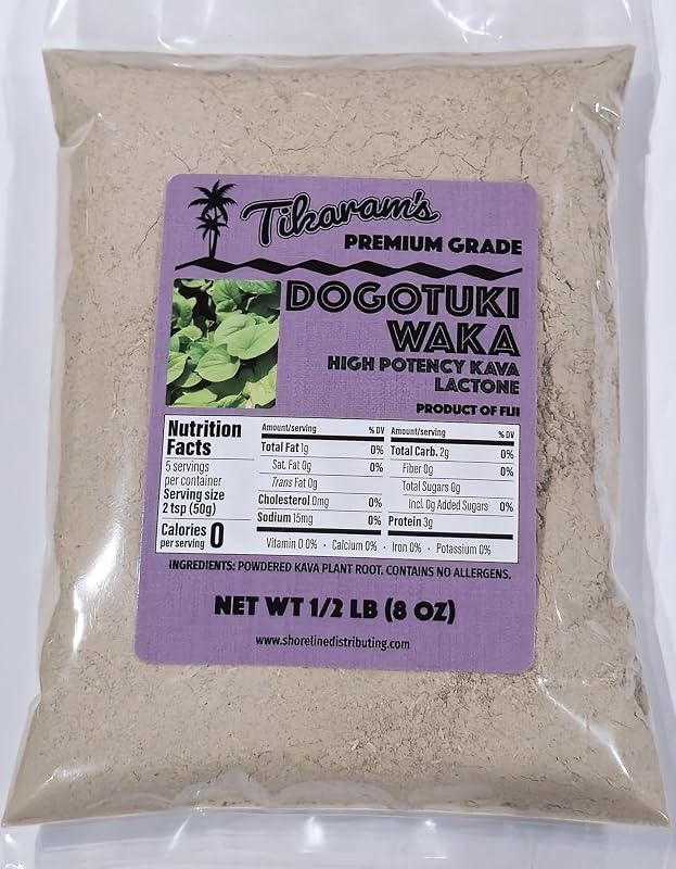 Tikaram's Suplemento fitoterápico de kava em pó (Piper methysticum) 224 g