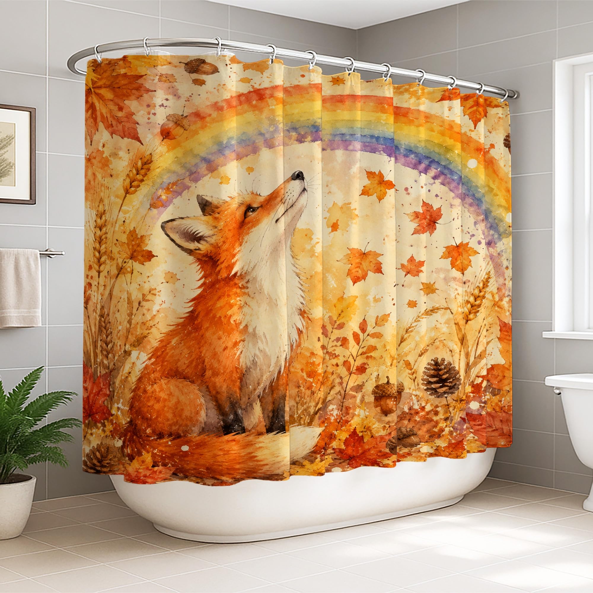 Rideau de douche nature motif automne pour déco appartement