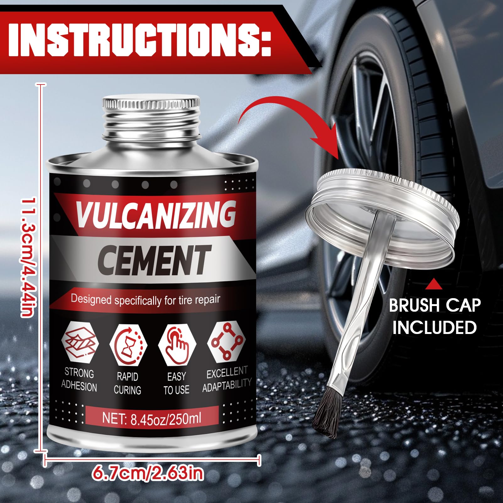 Mastice per Riparazione Pneumatici 250ml, Ripara Gomme Auto Resistente, per Forature Auto Biciclette Camion