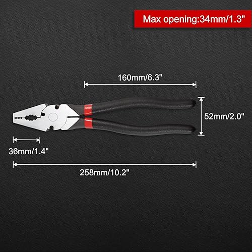 Miniatura 6 de Alicates de esgrima de 10 pulgadas, herramienta de punta cuadrada con 3 cortadores de alambre, alicates de valla multiusos para instalar mantener