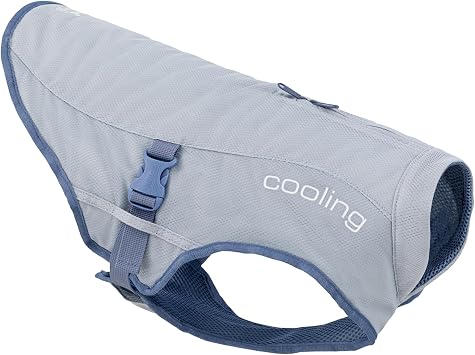 Kurgo Dog Core Cooling Vest - Summer Cooling Jacket - Evaporative Cooling Coat - Harness-Compatible - Reflective Accents - Grey - Medium
